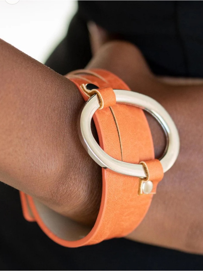 Orange Triple-Wrap With Silver Oval